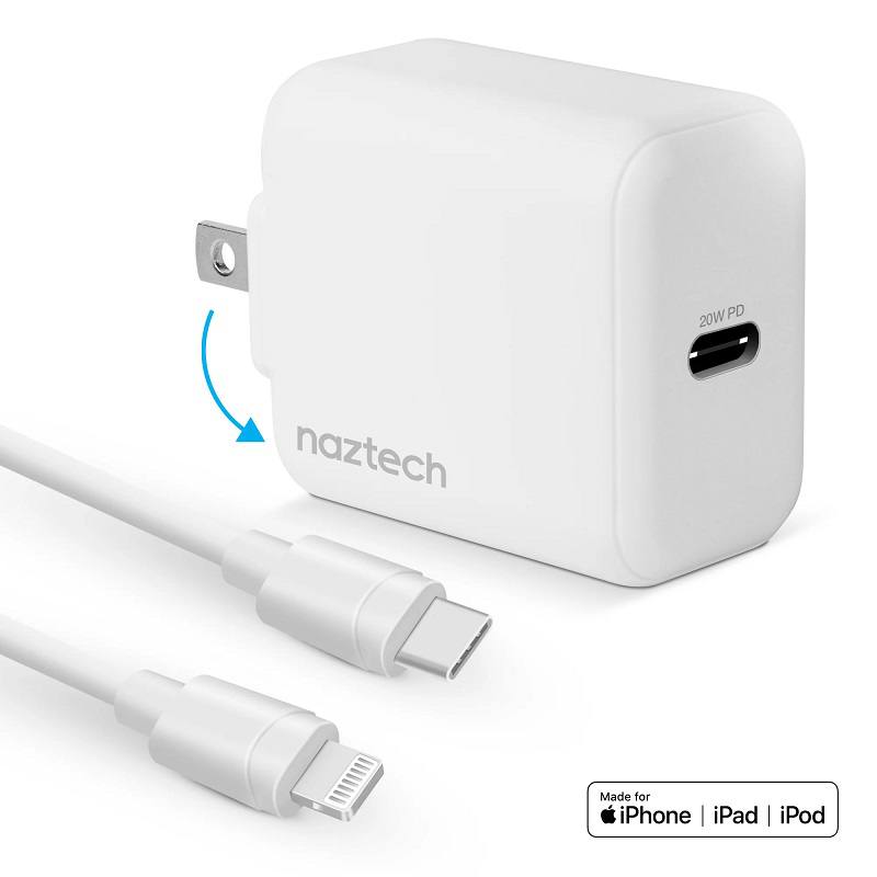Cable de carga rápida para iPhone, cargador rápido iPhone 20 W PD USB C  cargador de pared tipo C, adaptador de corriente Lightning cable de carga