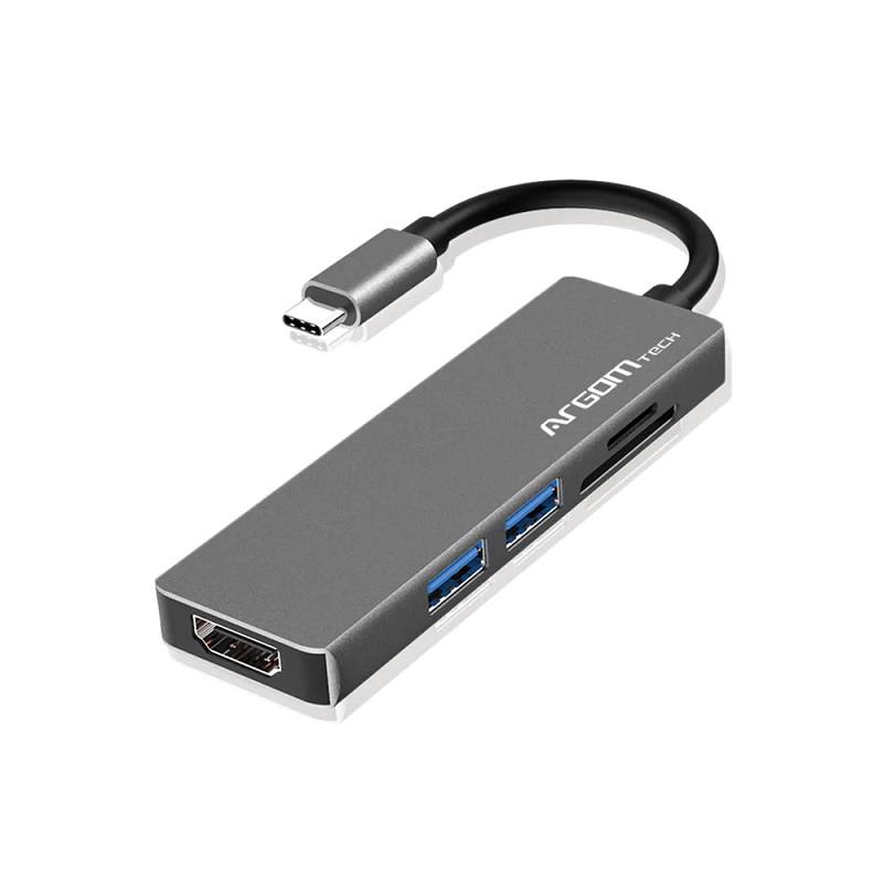 Adaptador Argom Tech USB Tipo C A HDMI Resolución Resolucion 4K Gris (Gray)